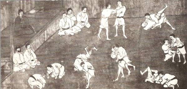 Obraz przedstawiający trening w Kodokanie (około 1887 r.)